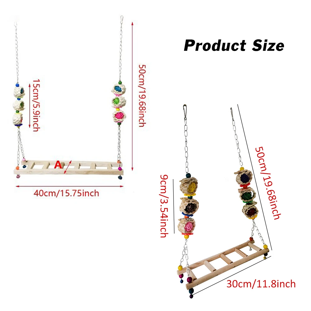 Chicken Swing Natural Frosted Wooden Colorful Toy Chicken Coop Accessory Pet Supplies for Parrot Hens Handmade Bird Swing Bird