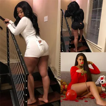 

Sexy Women Ladies Body Romper Jumpsuit Sleepwear Home Wear V-neck Bodycon Button Long Sleeve Leotard Womens Playsuit Bodysuit