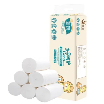 

12pcs Roll soft absorbent high-quality toilet Paper Tissue Paper Roll 4 Layer Thickened Household Paper large quantit Family use