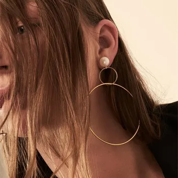 

the United States cross-border oh aye is new personality contracted joker earrings female fashion rings pearl earring