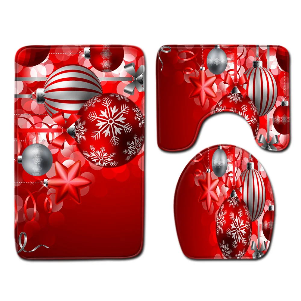 Zeegle Merry Christmas 3 шт. коврик для ванной комплект Противоскользящий коврик для ванной коврик Рождественский коврик для туалета украшение моющийся коврик для туалета
