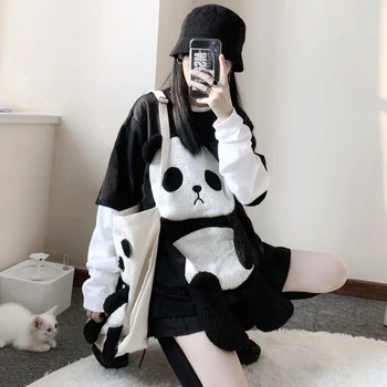 

kawaii panda 3D hoodies crop top hoodie sweatshirt women woman clothes Cotton Sweet Animal Long Pullovers girls gift