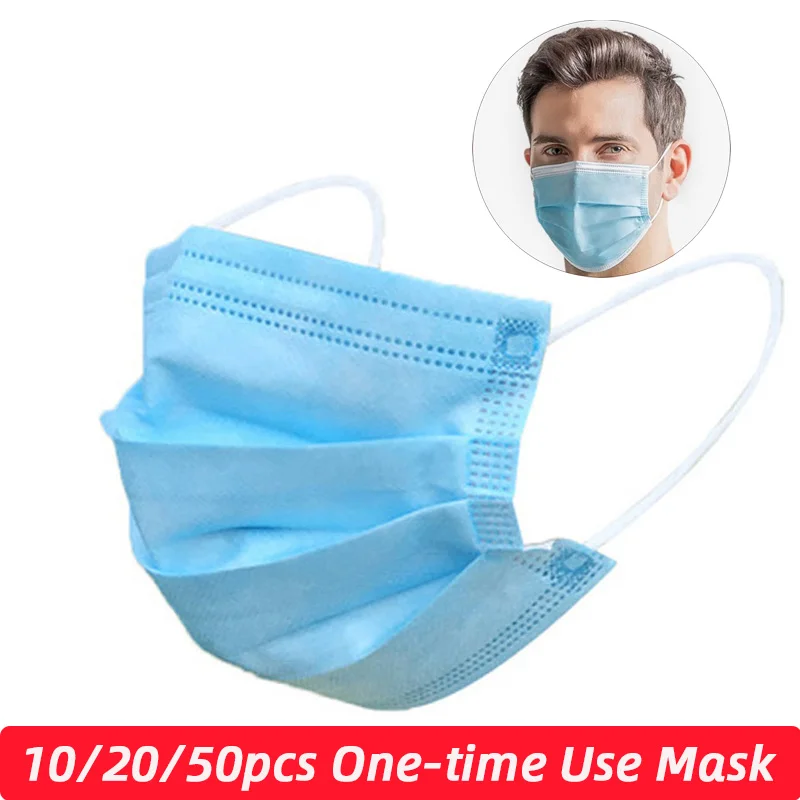 

10/20/50 PCS One-Time Use Ear-loop Mask 3 Layers Protective Face Mouth Mask Disposable For Anti Dust Smog Pollen Cold bacteria