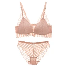 Кружевной Женский комплект нижнего белья, пуш-ап, сексуальный комплект с бюстгальтером, застежка спереди, бюстгальтер без косточек+ бесшовный комплект нижнего белья, удобный, Lenceria Dessous