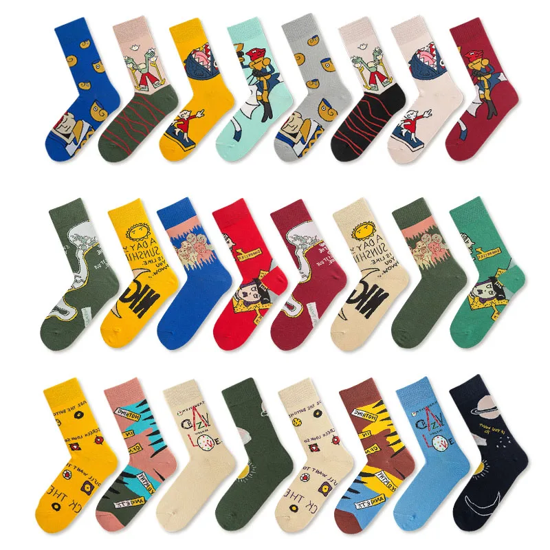 

LOUGONGZI Colourful Socks Funny Sox Happy Color Cotton Geometric Cozy High Socs Short Patterned No Show Retro Hipster Flowers