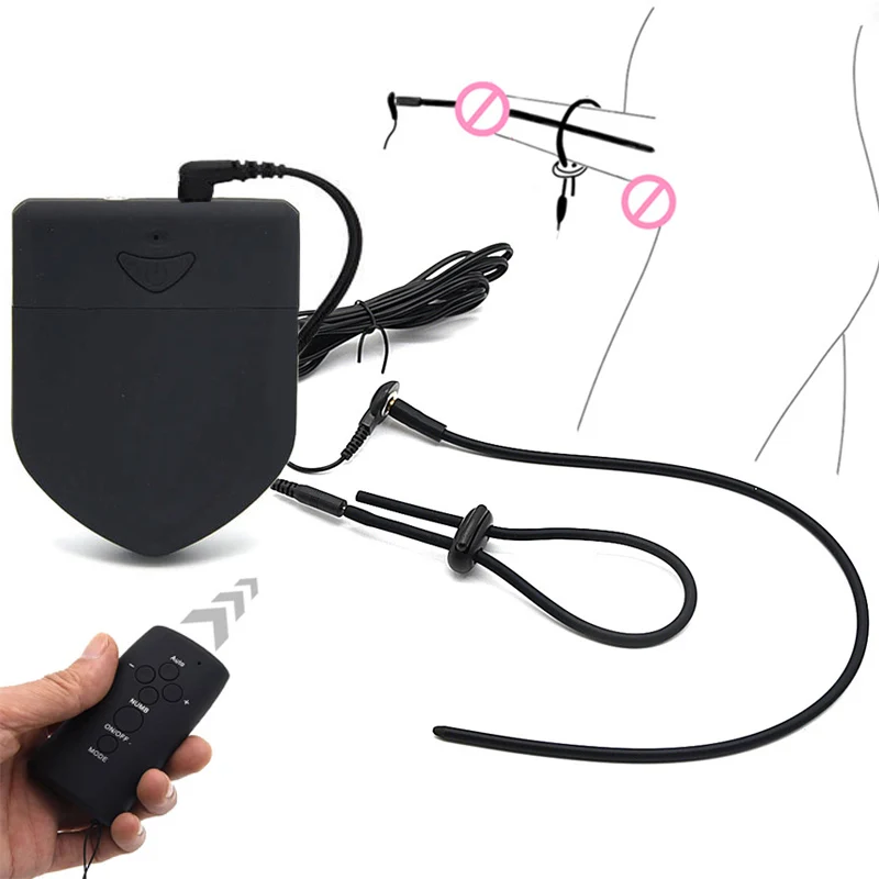 Electro Shock Penis Plug Cock Ring Urethral Catheter Sound Dilator Prostate Massage Electric Stimulator Male Masturbator Sex Toy electro sex toys electric sex toys