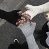 Tattered Punk Unisex Fingerless Cuff Knit Gloves Women Men Elbow Length Mittens Broken Cool Stretch Arm Warmer Black Gray Beige ► Photo 2/5