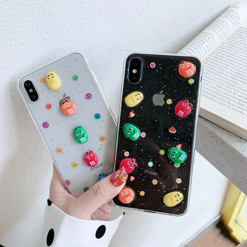 

Cute Cartoon Glitter Phone Case For iphone XS Max XR X Case For iphone 6 6s 7 8 plus Back Cover Funny chocolate Soft Cases Funda