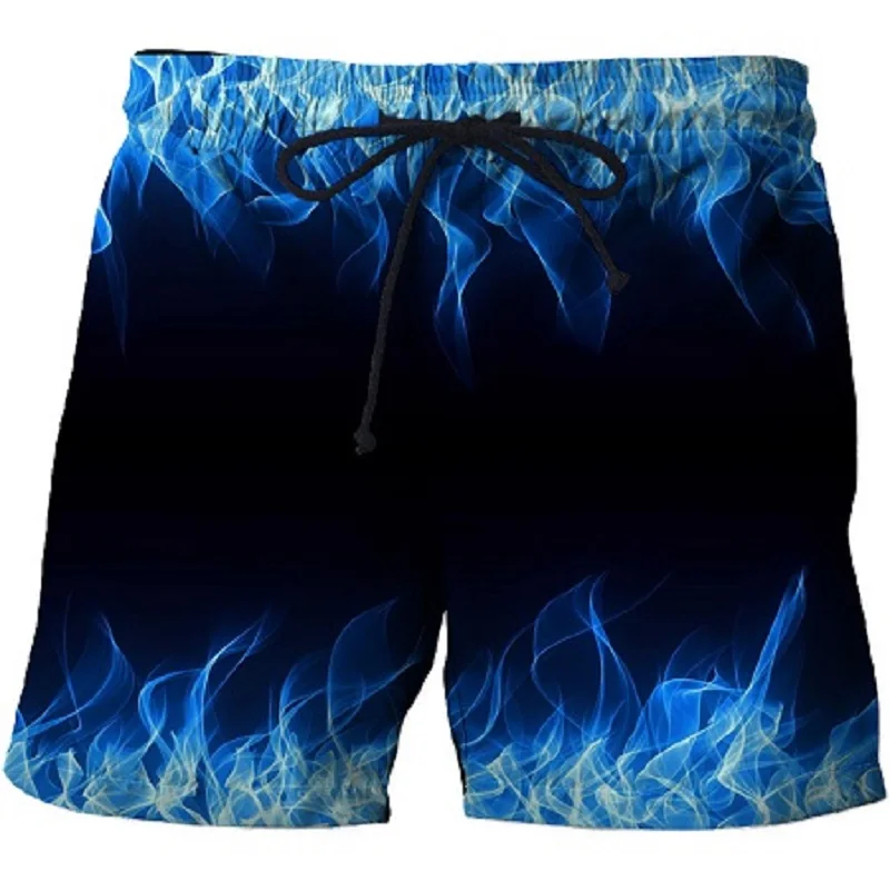 

2019 new Blue flame 3D Print Summer Shorts Surfing Beach Shorts Men Travel Quick Dry Vacation Streetwear Plage Board Shorts