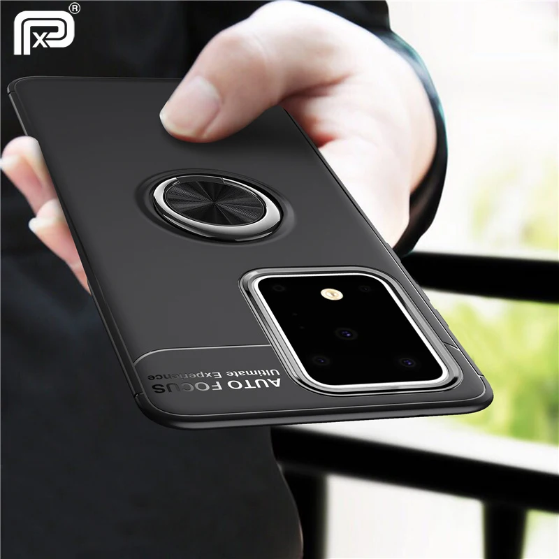 

For Samsung Galaxy S20 Plus Case Metal Finger Ring Holder Soft Silicone TPU Cover For Samsung Galaxy S20 Ultra Coques