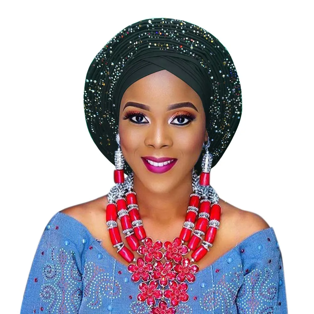 African auto gele headtie nigerian headwrap for wedding party (12)