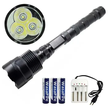 

3*T6 LED Flashlight Waterproof 5 Modes Self Defence Torch Lanterna 3800LM Camping Light + 18650 Battery + Charger