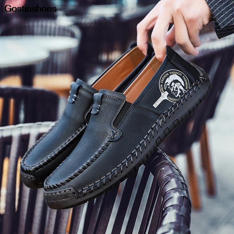 Hommes's Retro Lacet Plat Chaussures Décontractées Driving Loafers Fashion Cuir Mocassins 