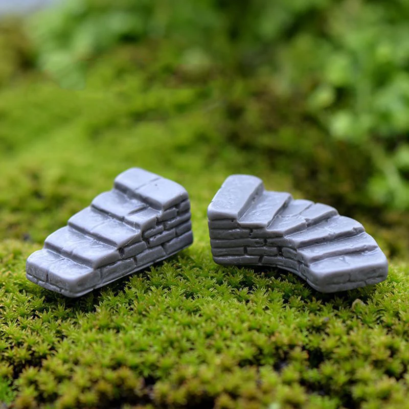 Miniature Figurines 1/3Pcs Stone Stairs House Cartoon Animal Building Statue Resin Craft For Fairy Garden Accessory Home Decoration miniature figurines,resin ornaments,miniature ornament,resin crafts,resin crafts accessories