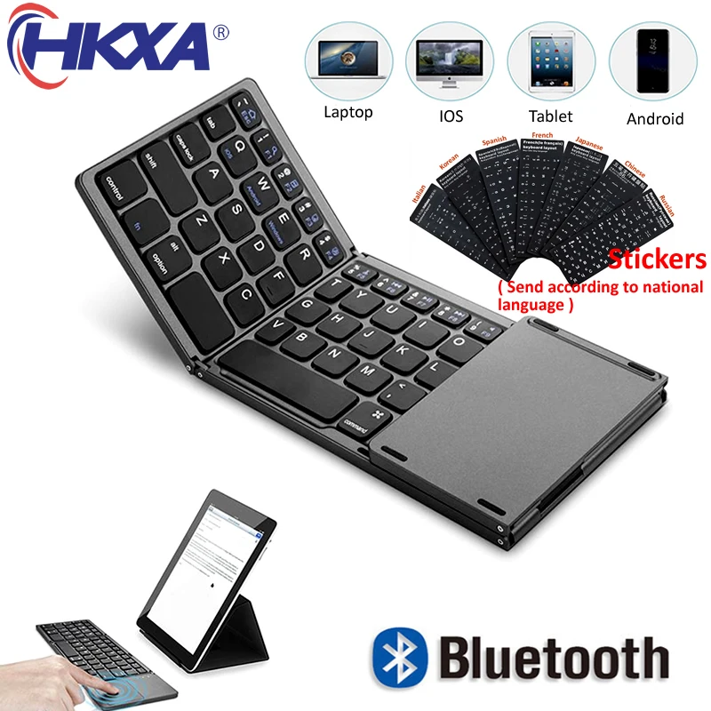 Hkxa Mini Tastiera Bluetooth Pieghevole Touchpad Bluetooth 3.0 Tastiera Wireless Pieghevole Per Windows Android Ios13 Tablet Ipad Phone