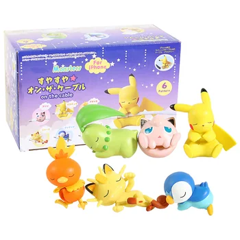 

Anime Cartoon Monster Piplup Chikorita Meowth Jigglypuff Torchic on The Cable PVC Action Figure Toy Model 6pcs/set