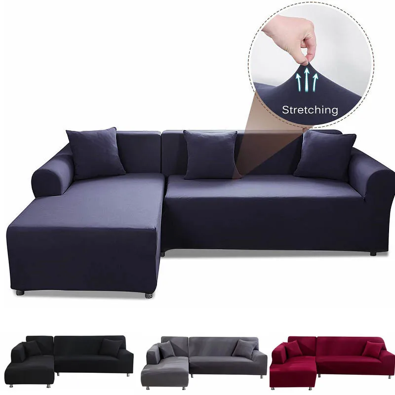 Stretch L Shaped Sofa Cover for Living Room Chaise Longue Sectional Slipcover Corner Shape Ela | Дом и сад