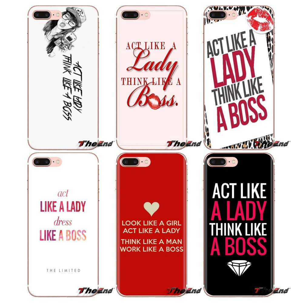 Чехлы для iPhone XS Max XR X 4 4s 5 5S 5C SE 6 6S 7 8 Plus samsung Galaxy J1 J3 J5 J7 A3 A5 Act Like Lady Think Boss Quote |
