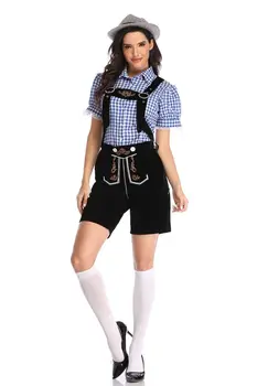 

Dancing Stage Costumes German Beer Festival Adult Female Bavaria Traditional Beer Suit Brown Suspender Pants Suit Sportswear