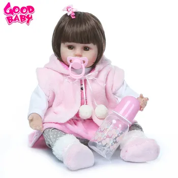 

48CM High Quality Soft Reborn Baby Cute Rabbit Clothes Princess Pink Reborn Bebe Doll New Style Accompanying Toy Birthday Gift