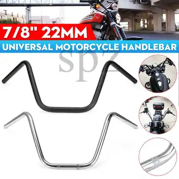 

Motorcycle 7/8" 22mm Handlebar Chrome Black Handle Bar For Honda/Yamaha/Kawasaki Universal