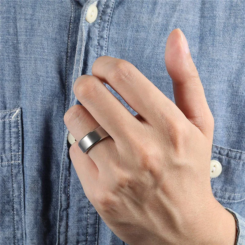 Tigrade 4/6/8/10mm Silver Color Men's Titanium Ring Brushed Man