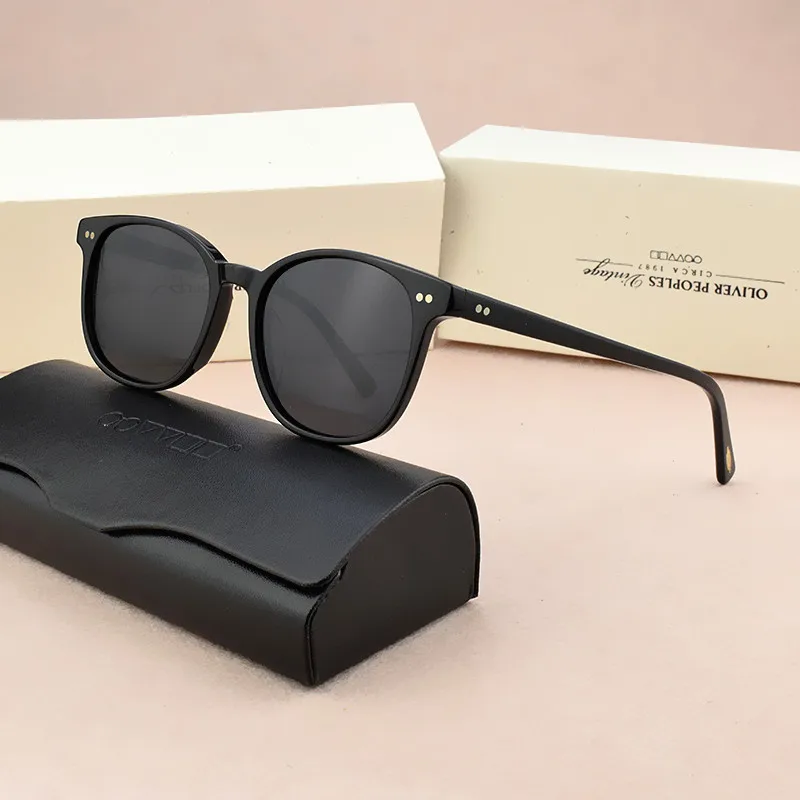 Винтажные круглые мужские Поляризованные Солнцезащитные очки женские классические Брендовые мужские солнечные очки в ретро-стиле UV400 очки для вождения Женская мода OV5277 - Цвет линз: C1