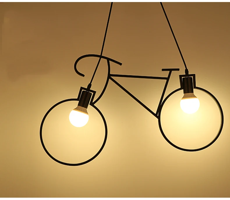 Modern Chandelier Bicycle Metal Wrought Iron Chandelier Lampshade E27 Edison Led Chandelier Living Room Cafe Shop