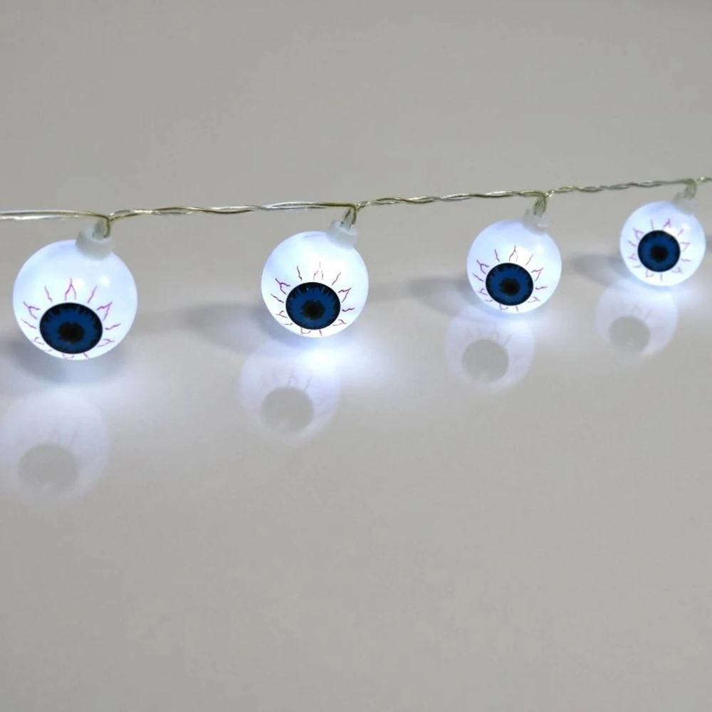 

10 Pcs USB Halloween Decorative Lights Bar KTV Glowing Pumpkin Ball Eyes Taro Bat Ghost Pendant Light Strings Color 1.5 Meters