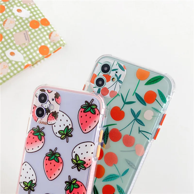 Милый чехол с клубничкой и вишней для iphone SE 2020 11 Pro max 7 8 plus X XR XS Max толстый защитный