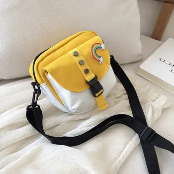 

CHISPAULO Casual Canvas Small Flap Bag Cute Crossbody Bags For Women Wide Strap