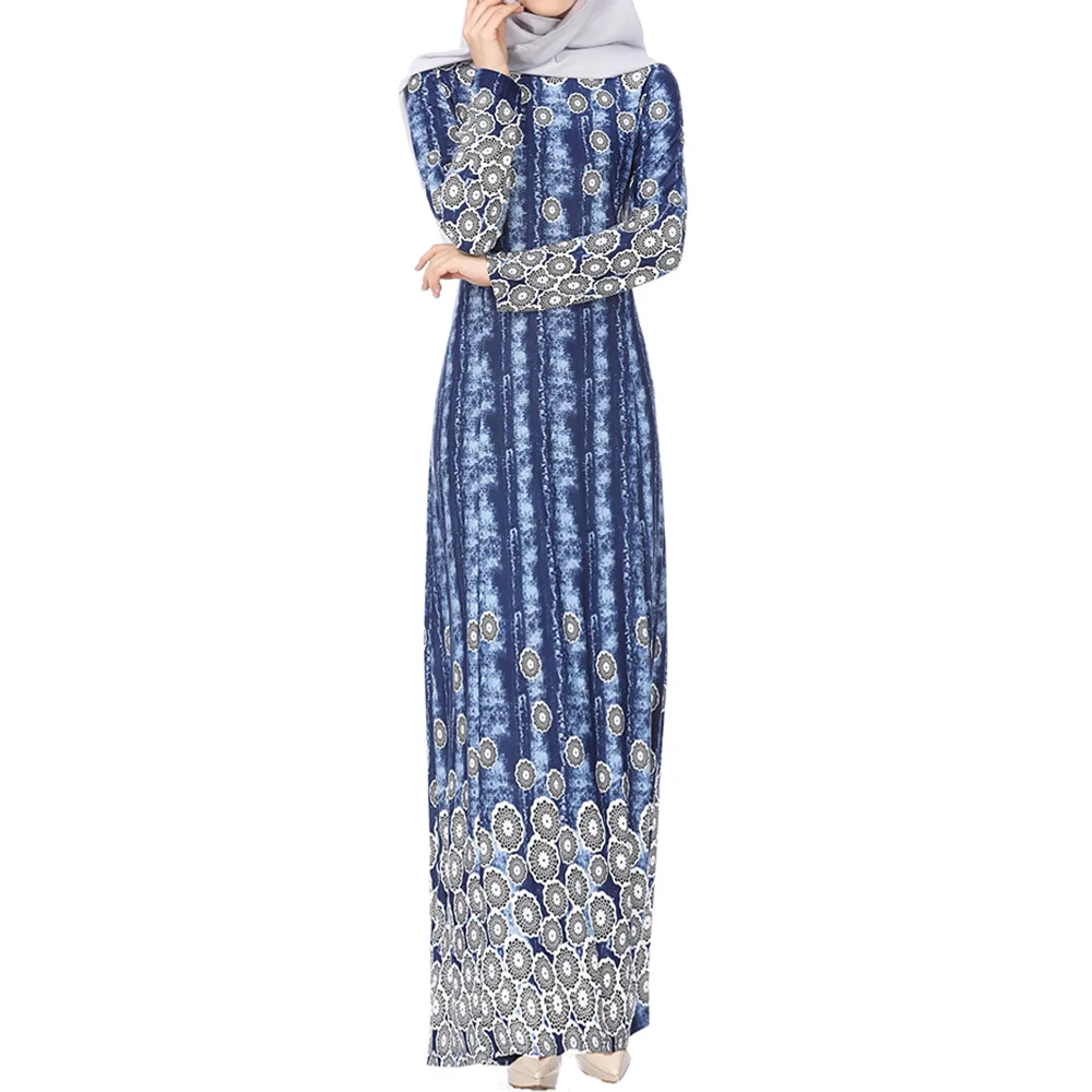 Abaya Jilbab Muslim Maxi Dress Dots Print Plus Size Kaftan Long Dress Vintage Fashion Islamic Clothings Ankle-Length Long Robe