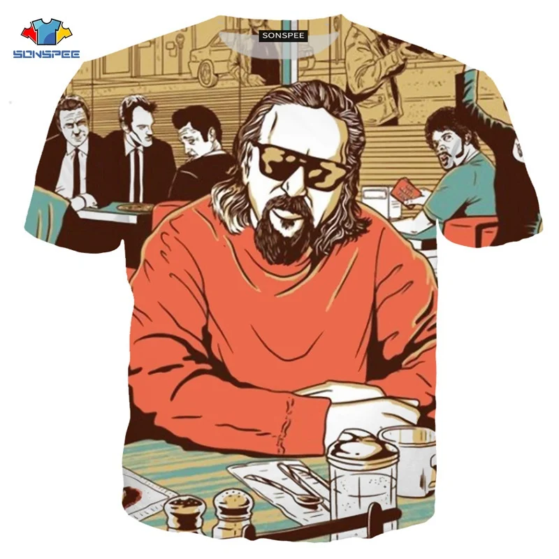 SONSPEE The Big Lebowski Harajuku 3D печатных мужчин и женщин одежда Хип Хоп футболка унисекс короткий рукав Уличная пуловер XK117c