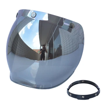 

Windshield 3 Snap Retro Universal Motorcycle Helmet Lens Set Bubble Visor Durable Dustproof Frame Scratch Resistant Anti Fog