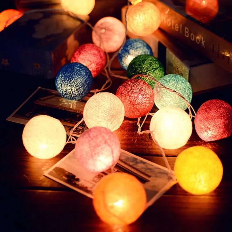 Сказочный светильник s гирлянда светодиодный светильник с хлопковыми шариками гирлянда наружные украшения для рождественской елки Ночная лампа для салона отдыха торговый центр - Испускаемый цвет: Multicolor