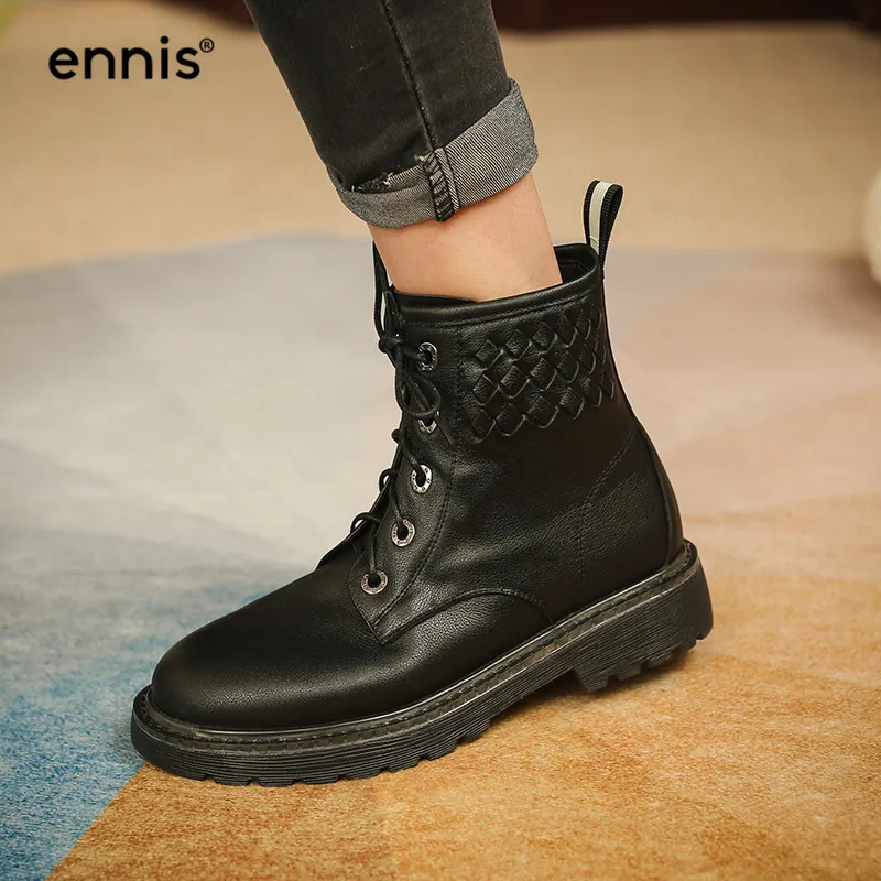 ENNIS/Ботинки Martin на плоской подошве Женские ботильоны шнуровке Ботинки из