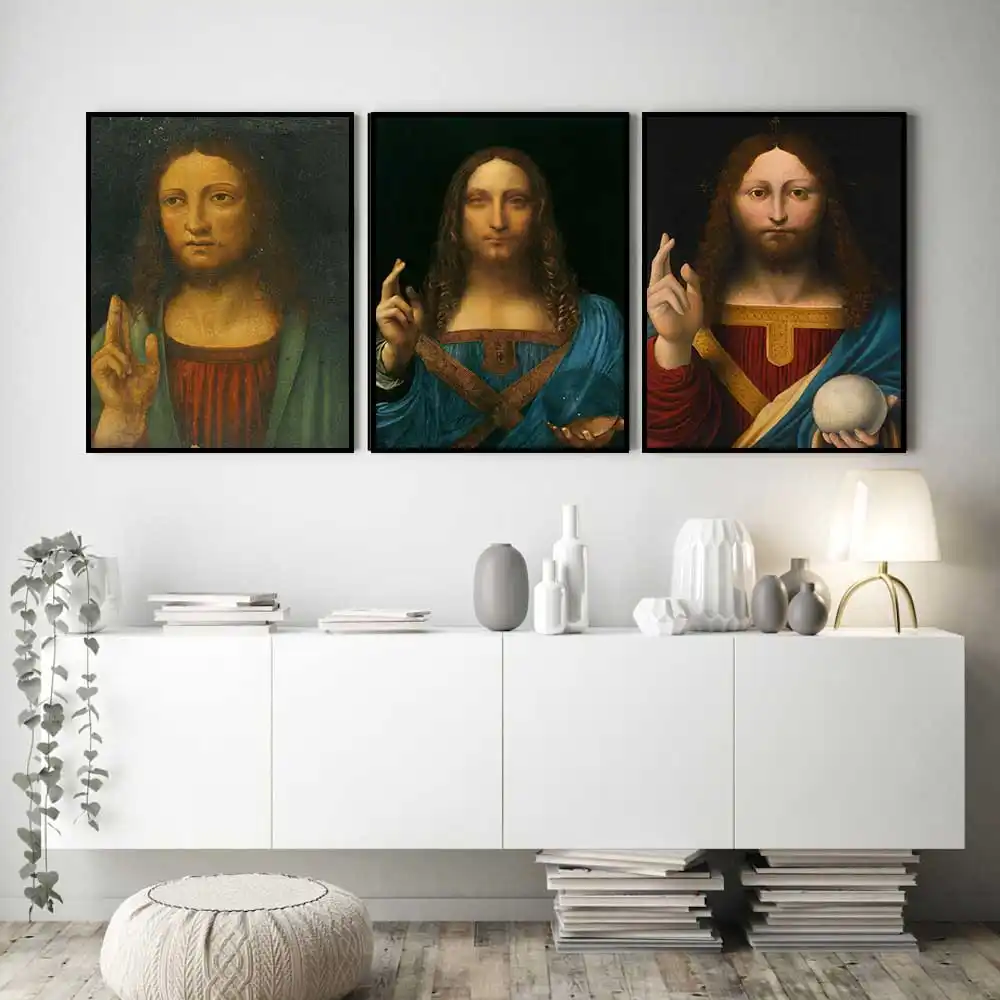 Leonardo Da Vinci Lost Salvator Mundi The Fight The Mona Lisa The Penitent Magdalene The Baptism Of Christ Wall Painting Arts Painting Calligraphy Aliexpress