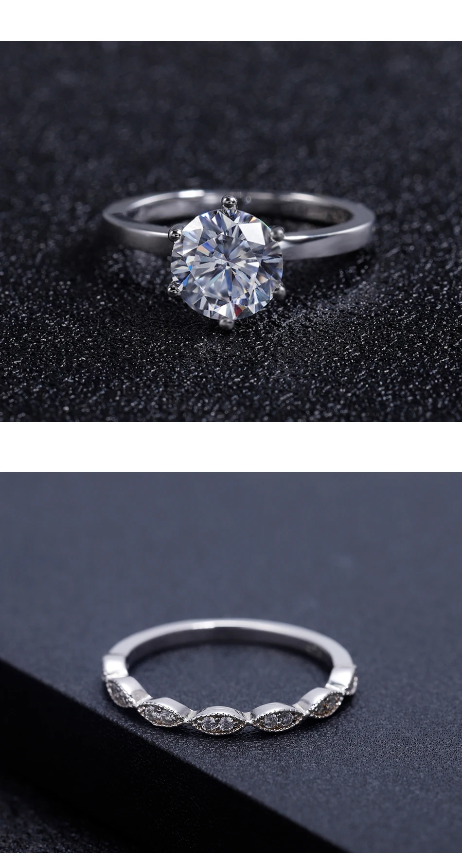 GEM'S балетные 925 пробы Silve 3 Band Свадебные Кольца Набор 2.0Ct 8 мм EF цвет 6 зубец Муассанит кольцо искусство деко укладки пасьянс