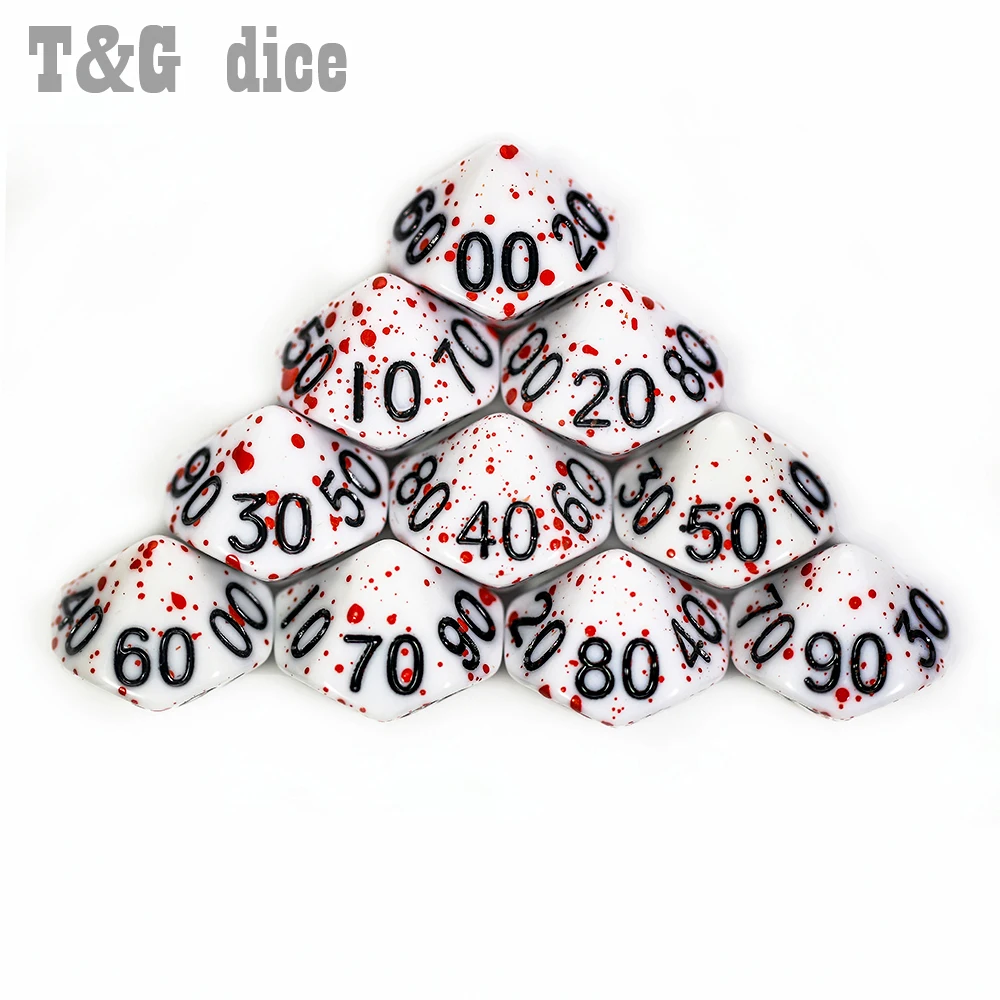 Game Dice Dice Set Acrylic Dice Funny DNDGame RPG 10Pcs/Set Polyhedral D4-D20 Multi Sides Opaque Blood Digital Dice Set Boardgame Accessories