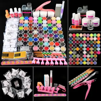 

Full Set Acrylic Powder Manicure Nail Kit Crystal Nail Polymer Tips Acrylic Gel Polish Nail Builder Decoration DIY Nail Art