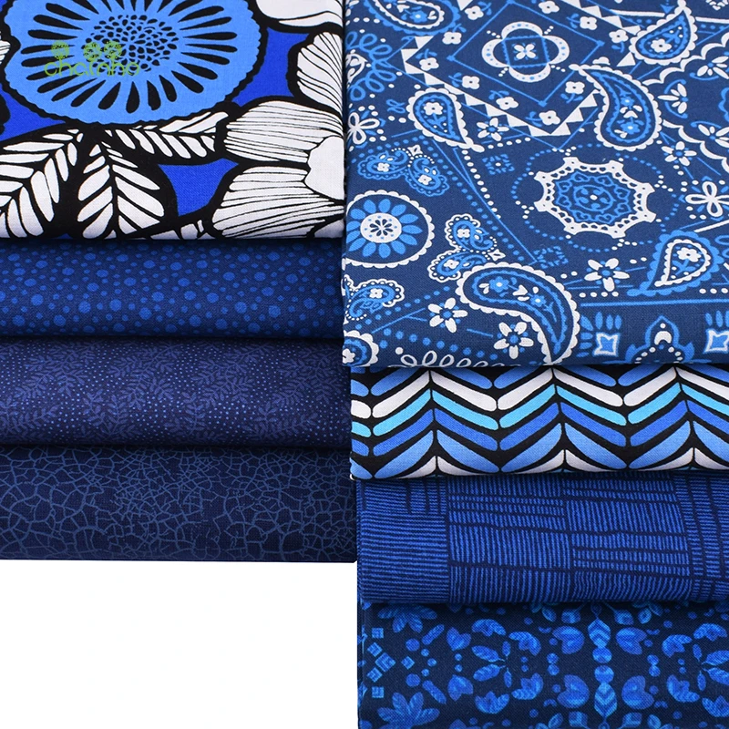 8 шт./лот, простая хлопковая ткань, Лоскутная Ткань, синяя серия ручного шитья и шитья, подушки, сумки, текстильный материал