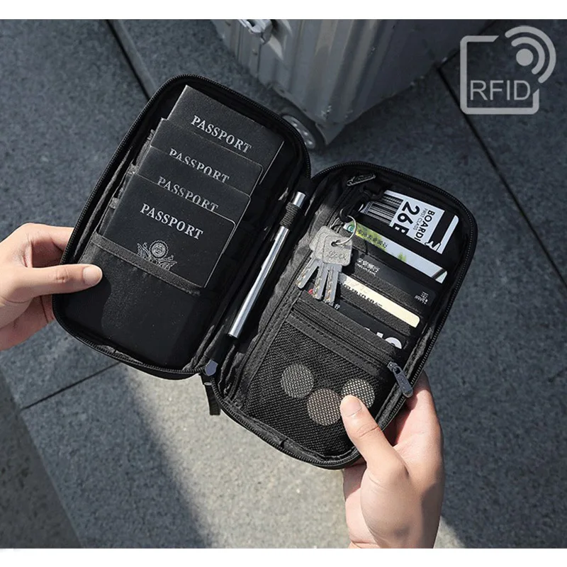 RFID мужской держатель для паспорта многофункциональный водонепроницаемый Дорожная сумка для хранения нескольких слотов кредитный держатель для карт мужской кошелек клатч