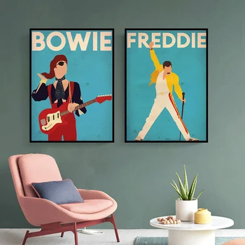 

Vintage Ink Painting Posters and Prints David Bowie Singer's Picture on The Wall Abstract Decoration Home Decoration Painting
