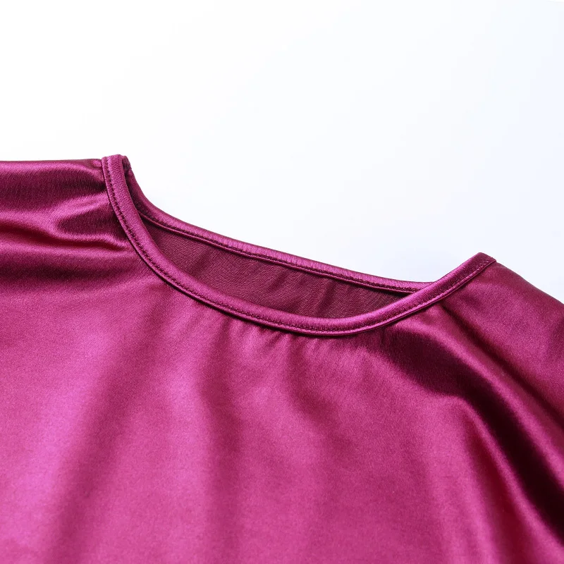 HAOYUAN, сексуальный Шелковый атласный комплект из двух предметов, Женская праздничная одежда, укороченный топ и широкие штаны, костюм, 2 предмета, подходящие комплекты, Клубные наряды