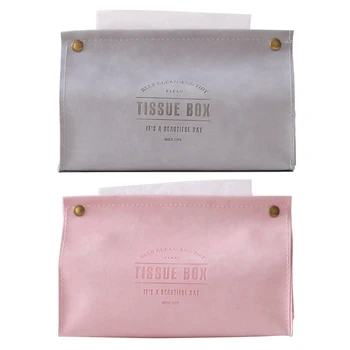 

2 Pcs Container Towel Napkin Tissue Holder Ins Nordic Leather Tissue Box Paper Dispenser Tissue Holder Case for Office Home Deco