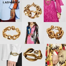 Ladyfirsy новейшие металлические браслеты золотого цвета для женщин Double Eleven ZA Ограниченная серия Роскошный элегантный панк браслет ювелирные изделия