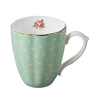 

England green dots porcelain drinking mug cup ceramic