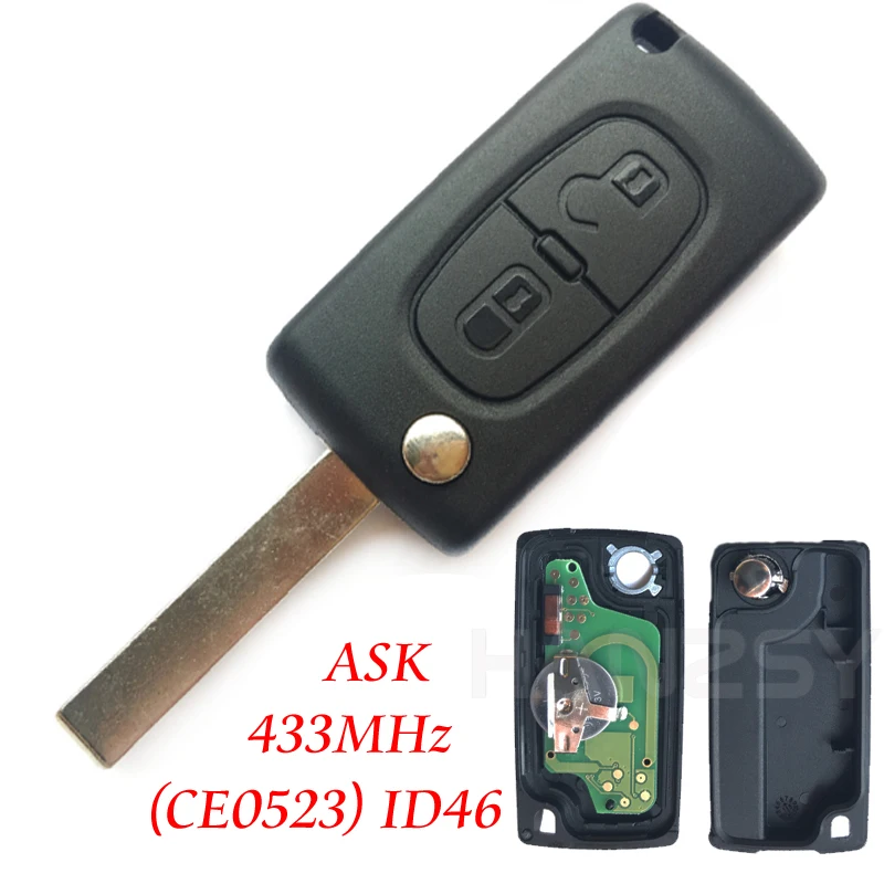 Preise 2 tasten Fernbedienung Schlüssel Für PEUGEOT 807 407 207 307 308 CE0523 Auto Flip Folding Key ID46 Chip 433MHz HU83 VA2 klinge