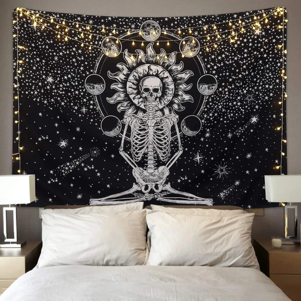 Hippie-Mandala-Skull-Tapestry-Wall-Hanging-Tarot-Night-Psychedelic-Chakra-Tapestry-Moon-World-Map-Landscape-Wall (1)