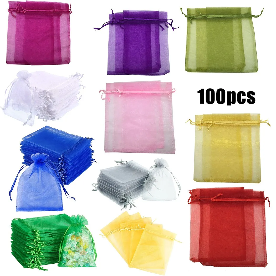 BLACK ORGANZA BAGS Luxury Party Candy XMAS Wedding Favours Jewellery Small Large 